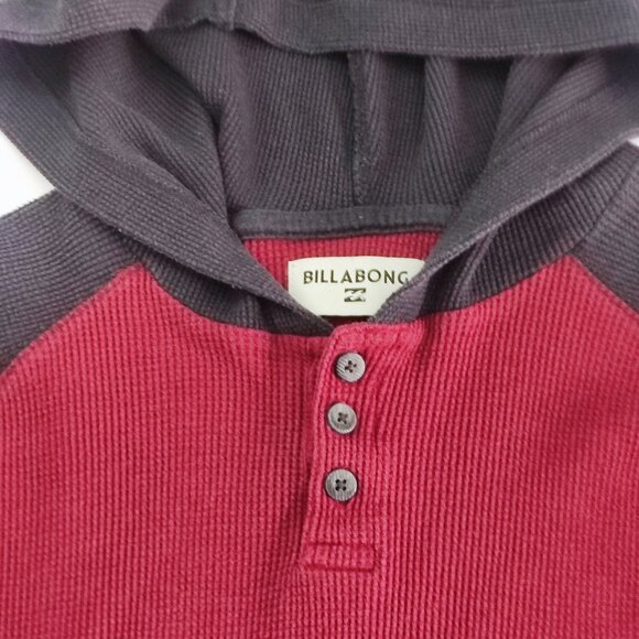 Billabong knit hoodie pull over men's size L maroon & black long sleeve - Picture 7 of 11